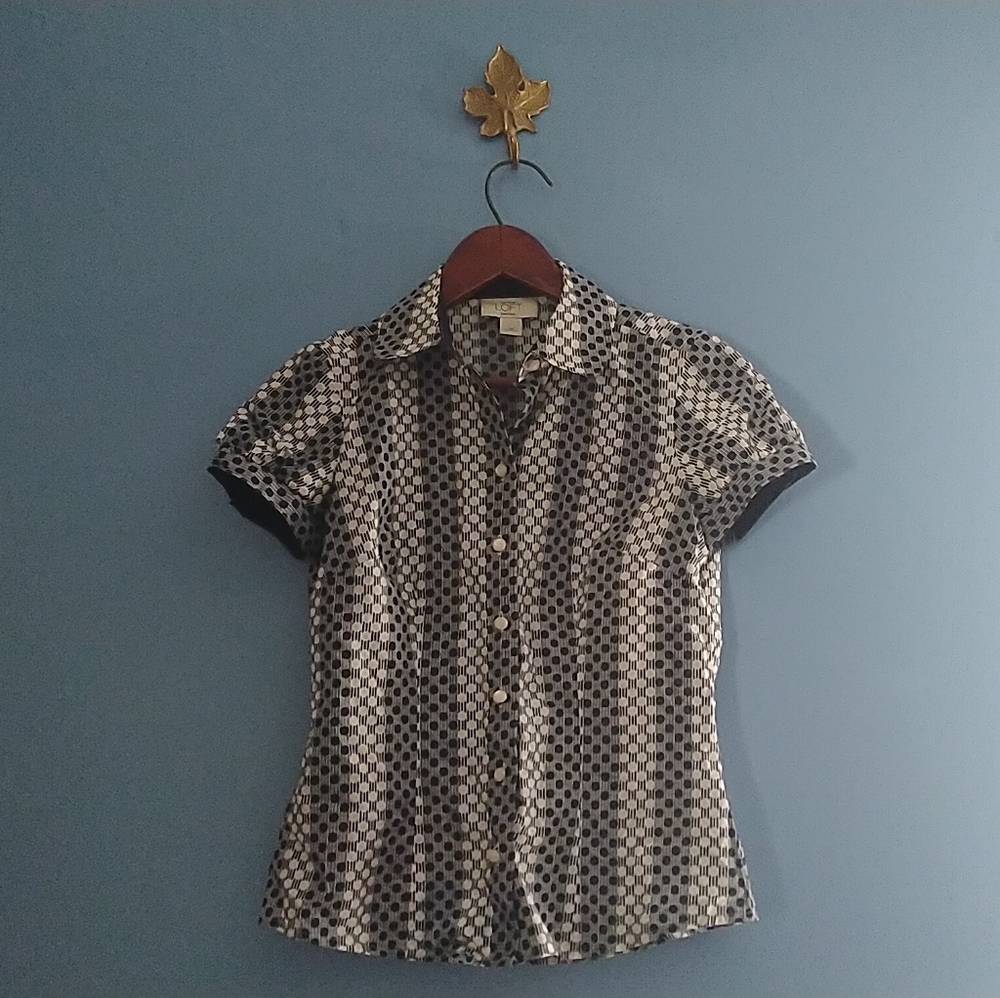 Navy & White Polkadot Button-Up - image 1